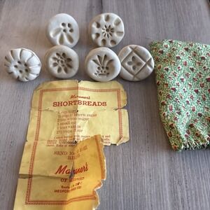 Vintage Maraners Of Medford Handmade Primitive Clay Cookie Stamps w/ Carry Bag 6